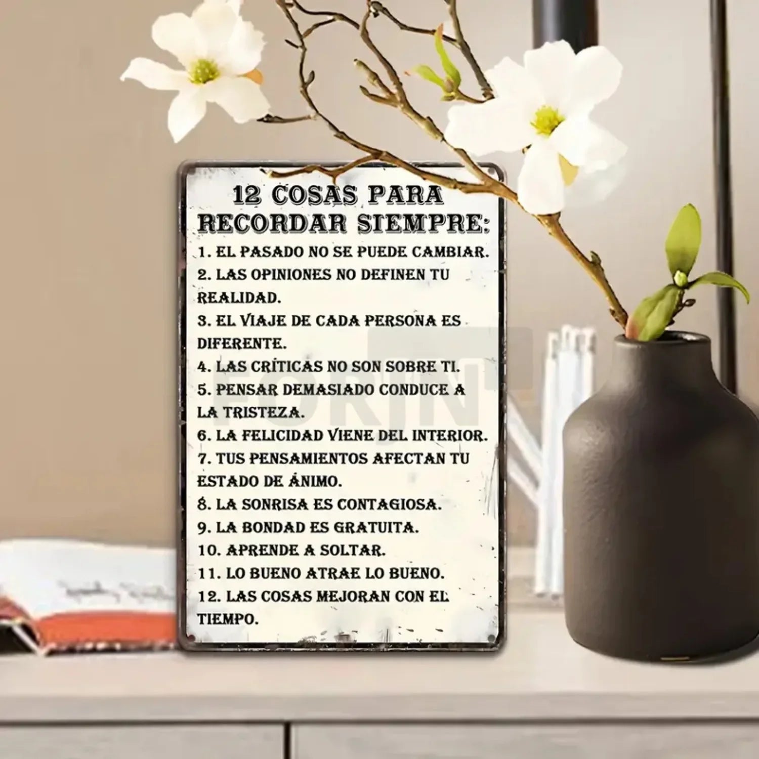 Spanish Inspirational Quote Poster,Spain Wall Art Metal Sign,Black and White Minimalist Painting,Gift for Home Room Office Decor