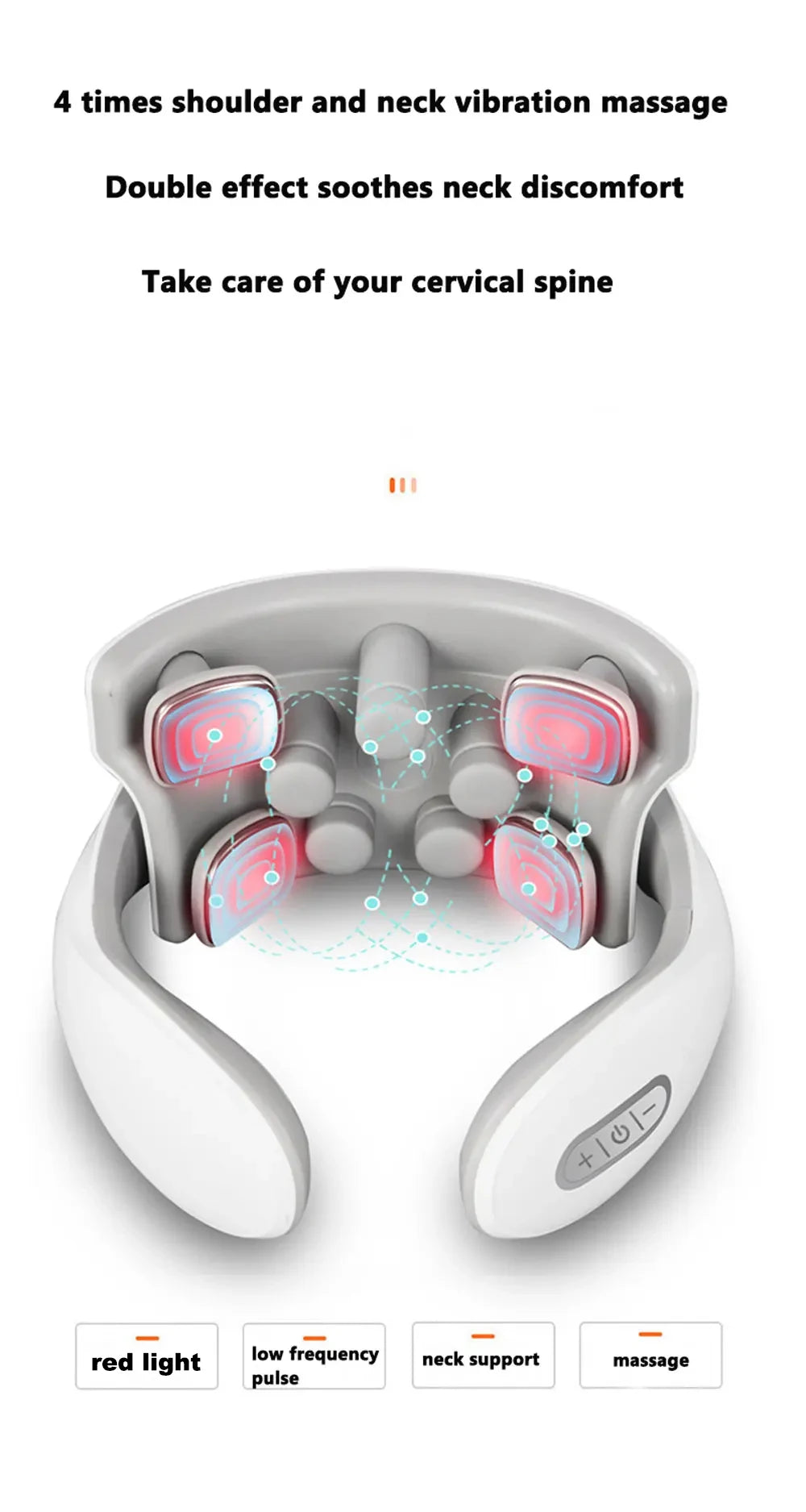 RedLight Smart Neck Massager – Portable Cervical Vibrator with Red Light Therapy