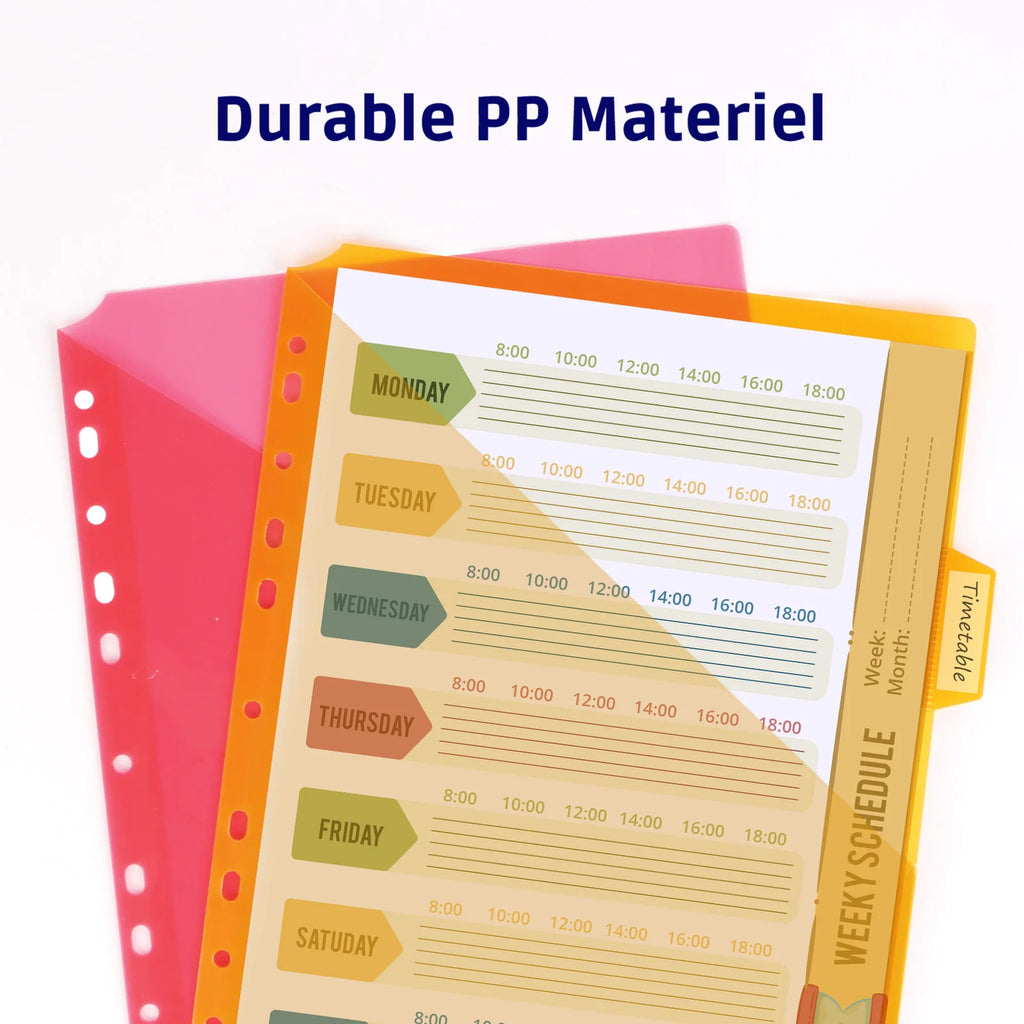 PocketDivide 10-Pack A4 Binder Dividers with Pockets & Tabs – 5 Colour Set