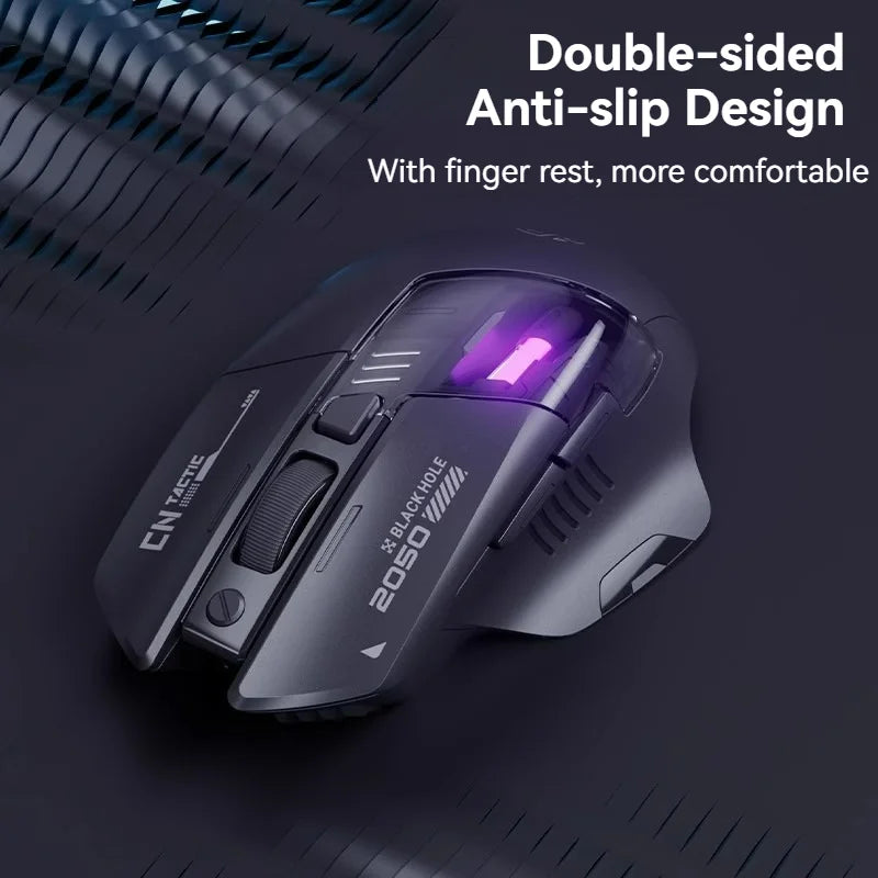 Inphic A9 Pro Tri-Mode Gaming Mouse – 12800 DPI, RGB Light Pillar & Macro Driver