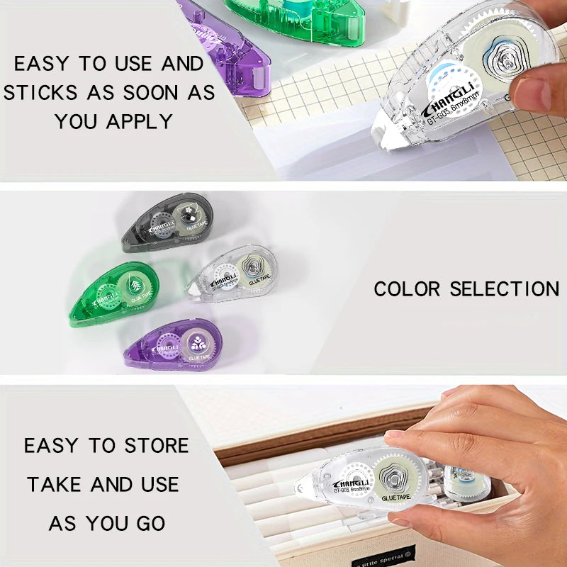 4pieces of portable double-sided transparent tape, suitable for scrapbooks, accounts, office supplies-strong adhesive
