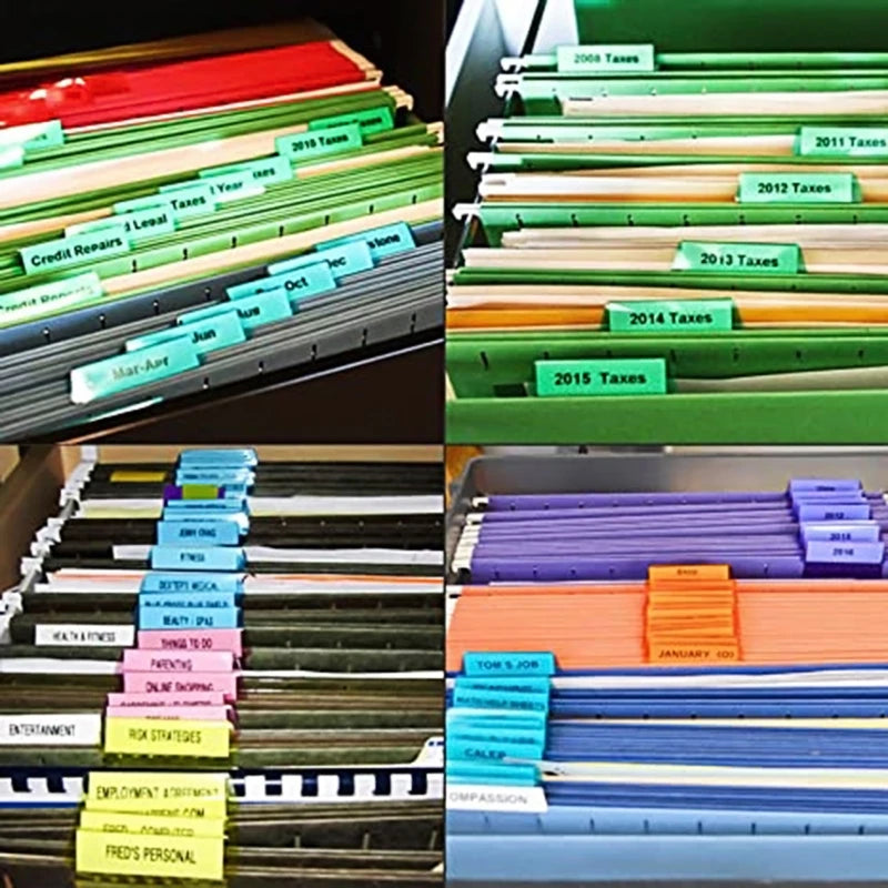 ClearTab 10-Pack Coloured Hanging Folder Tabs with Inserts – 2 Inch Plastic