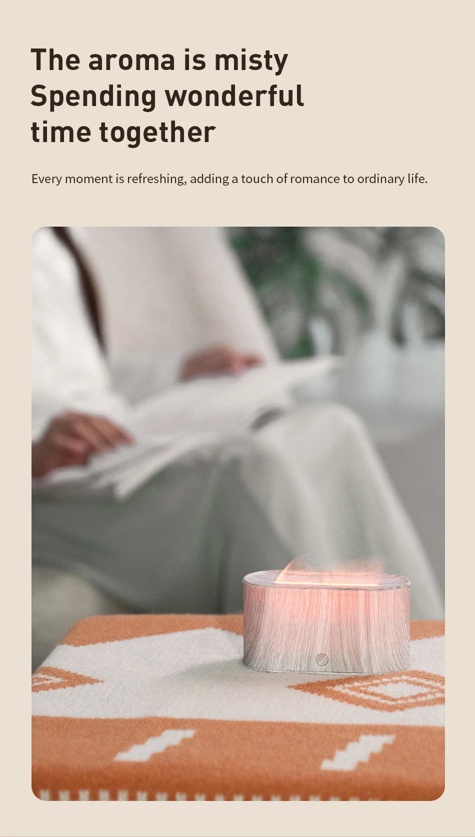 FlameGlow Mini Aroma Diffuser – Colourful Flame Effect Humidifier & Essential Oil Diffuser