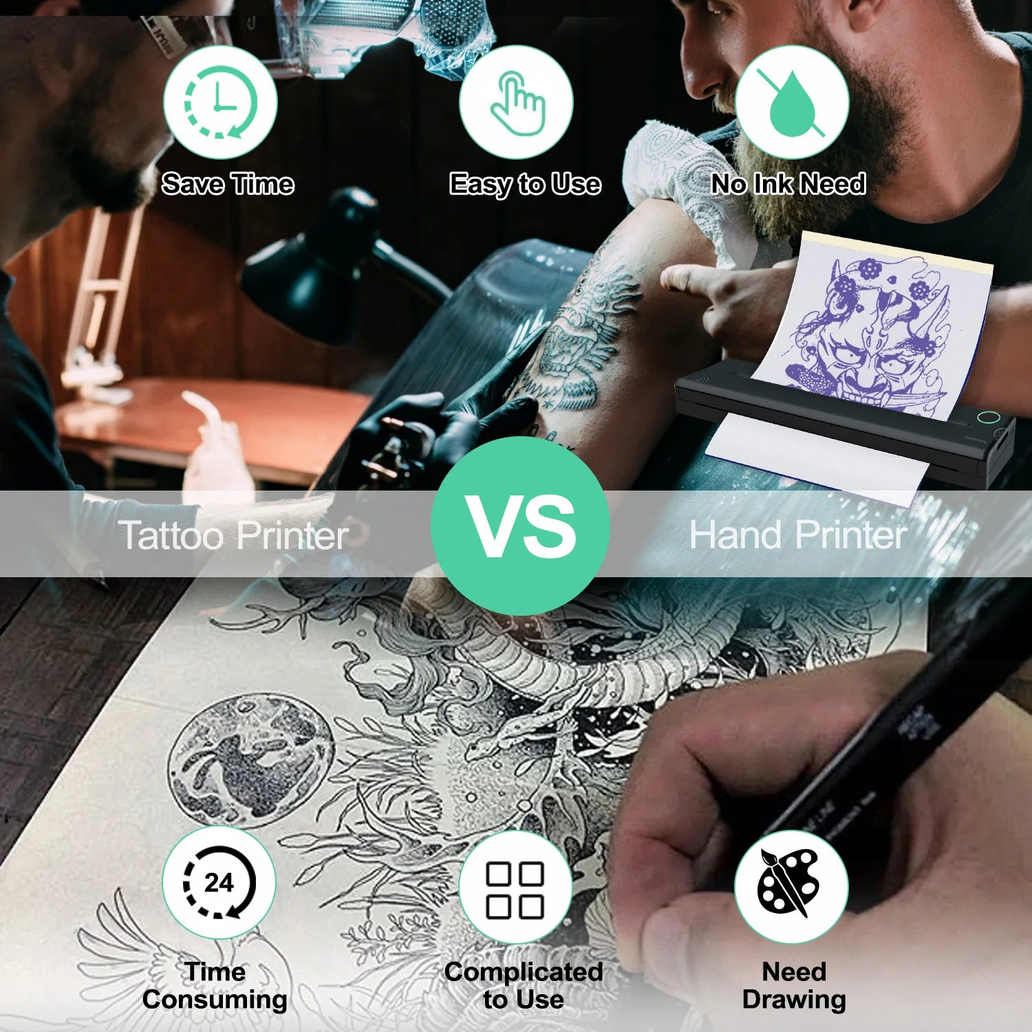 PrintAnywhere Portable A4 Bluetooth Thermal Printer – Photos, PDF, Tattoo Stencils