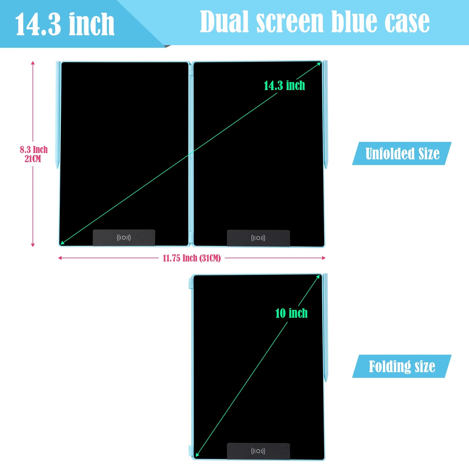 FoldWrite 14.3" Folding LCD Writing Tablet – Split Screen, Erasable