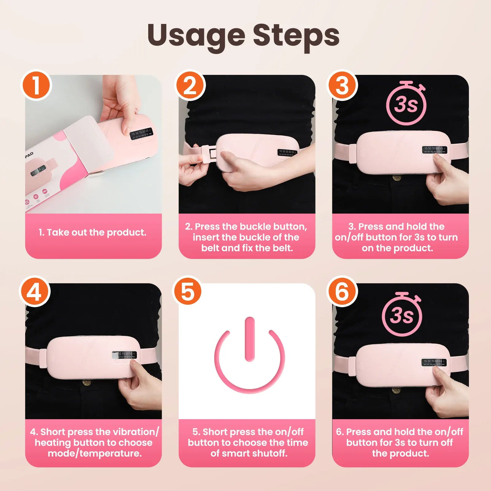 HeatWrap Electric Heating Pad – Menstrual Cramp Massager Belt with Vibration