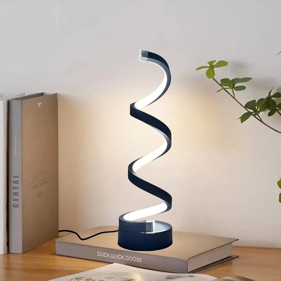 1pcs bedroom bedside lamp - 3-way dimmable touch light USB power supply, modern simple dimmable spiral bedside lamp