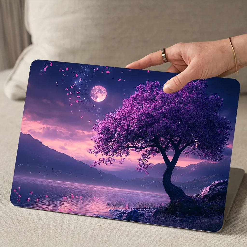 Set of two light beige vinyl stickers for laptops, designed to be scratch resistant and can be used as a protective cover