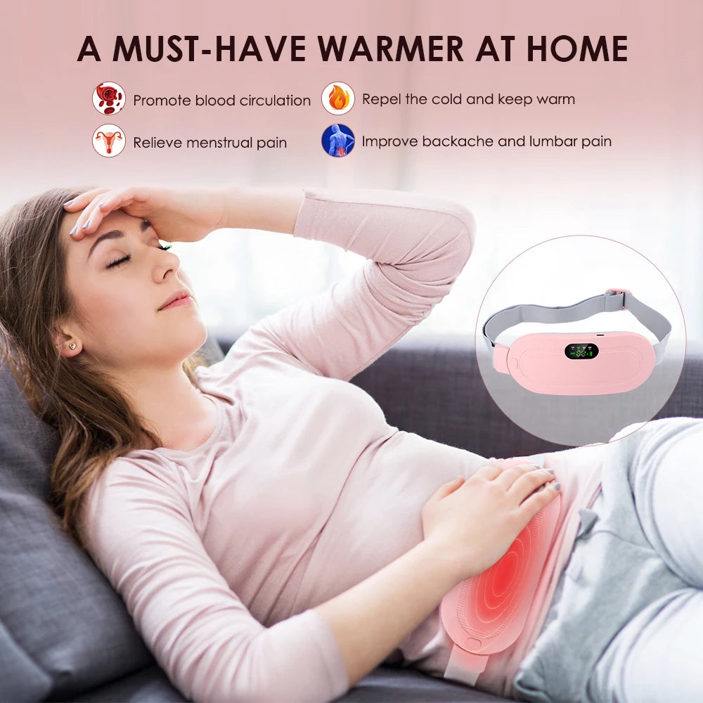 HeatWrap Electric Heating Pad – Menstrual Cramp Massager Belt with Vibration