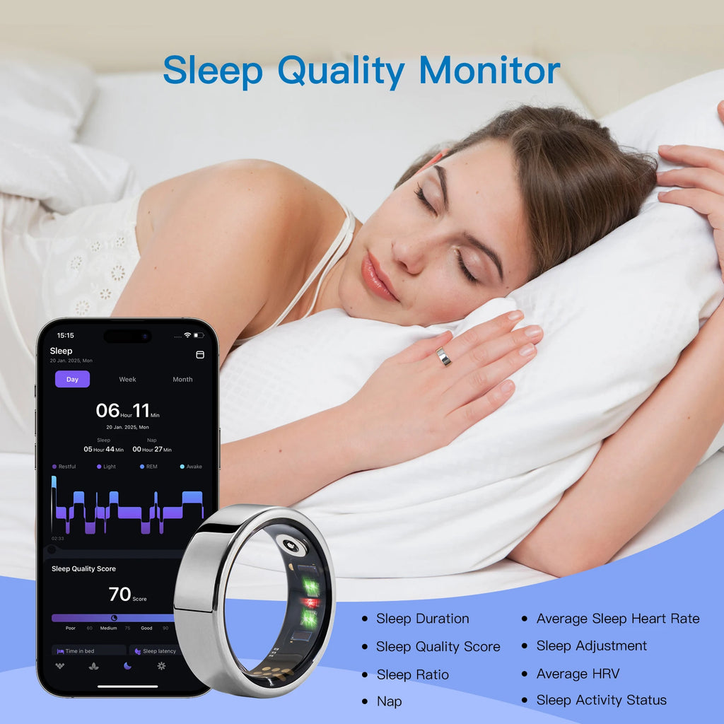 Amovan Nova Smart Ring – GPS, Heart Rate, Blood Oxygen & Sleep Monitor