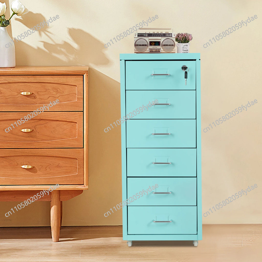 6-Tiers: Vertical File Cabinet,Cold-Rolled Steel Metal File Cabinet  Filing Cabinet Blue in the Office, Study