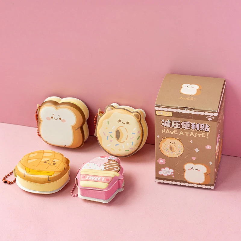 4pcs/box Stress Relief Bean Memo Pads - Mini Squeeze Fun Notepad, Pocket Memo Book, Cute Journal Stationery Set