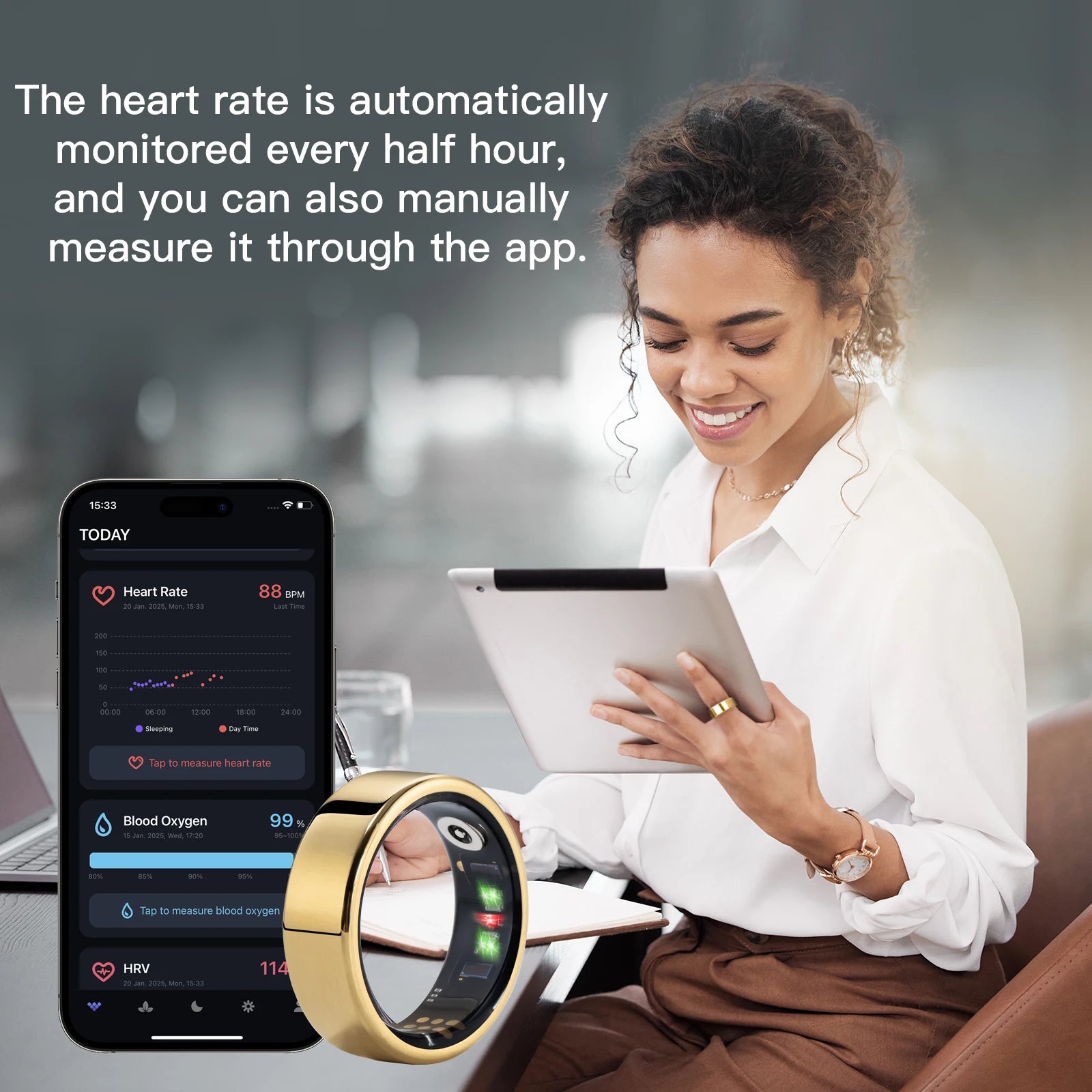 Amovan Nova Smart Ring – GPS, Heart Rate, Blood Oxygen & Sleep Monitor