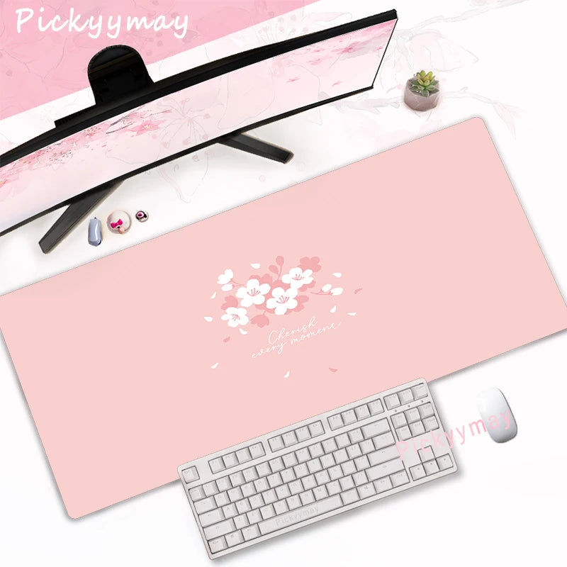 Sakura Bloom XL Desk Mat – Pink Cherry Blossom Gaming Mouse Pad (Extended Keyboard Mat)