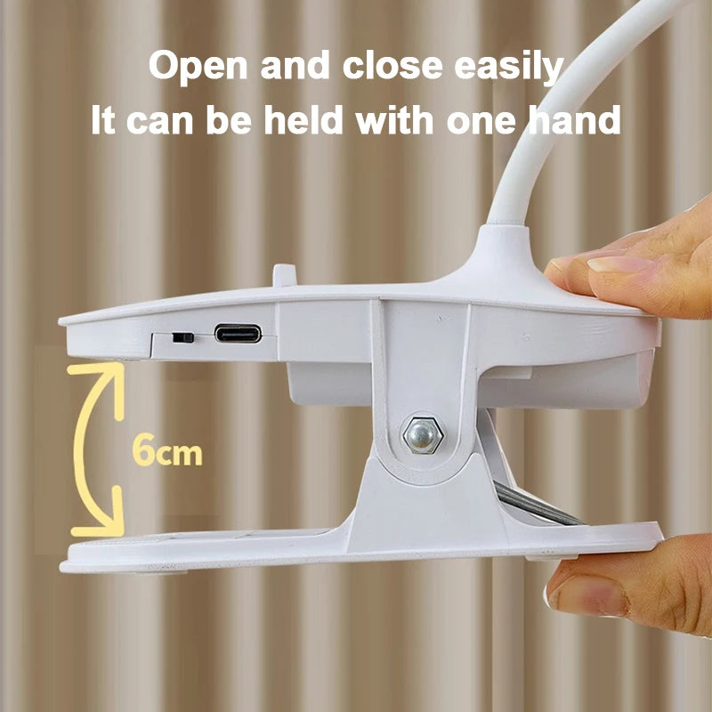 ClipGlow USB Rechargeable LED Reading Light – Touch Dimmable Clip & Magnetic Desk Lamp