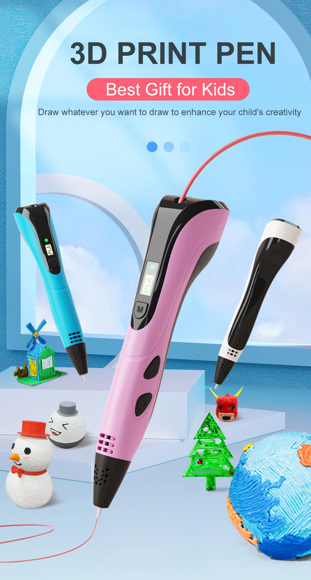 DoodlePen 3D Pen Set – LCD Display, PLA Filament, Kids Birthday & Christmas Gift