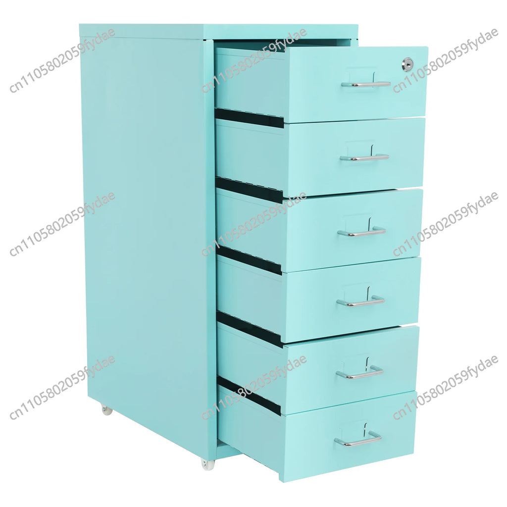 6-Tiers: Vertical File Cabinet,Cold-Rolled Steel Metal File Cabinet  Filing Cabinet Blue in the Office, Study
