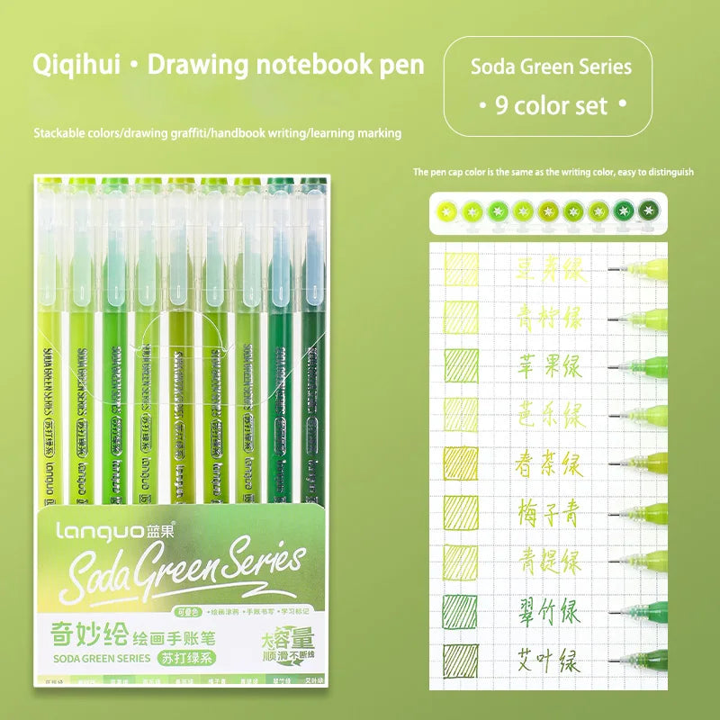 Languo 27-207 Colour Gel Pen & Marker Drawing Set – Student DIY Art Pens