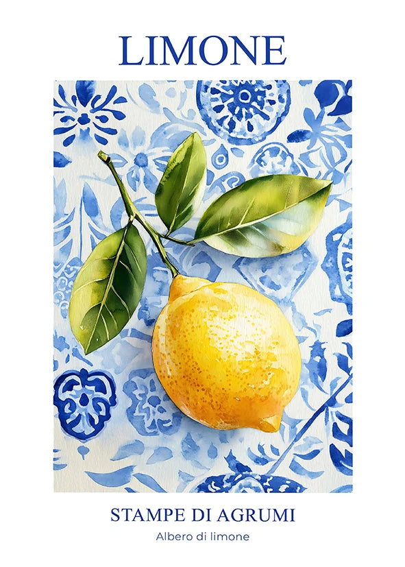 Retro Lemon Garden Canvas Art Poster-Fresh Lemon and Olive Tree Wall Prints for Modern Living Room,Office,and Home Decor Gifts