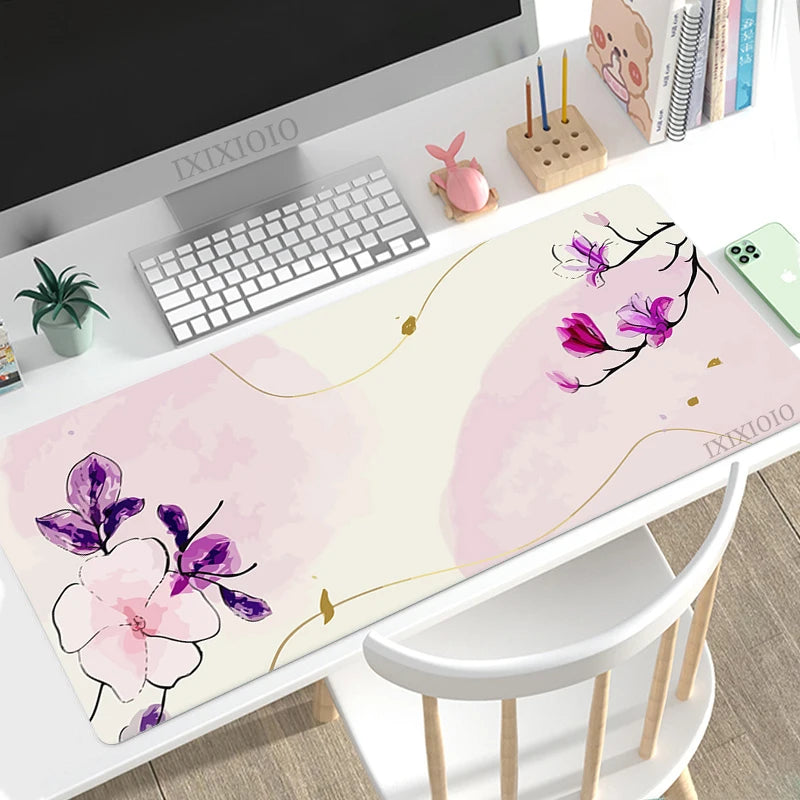 Minimalist Abstract Floral Art XL Mouse Pad – Aesthetic XXL Desk Mat | Soft Non-Slip Rubber Gaming & Office Mousepad Table Protector