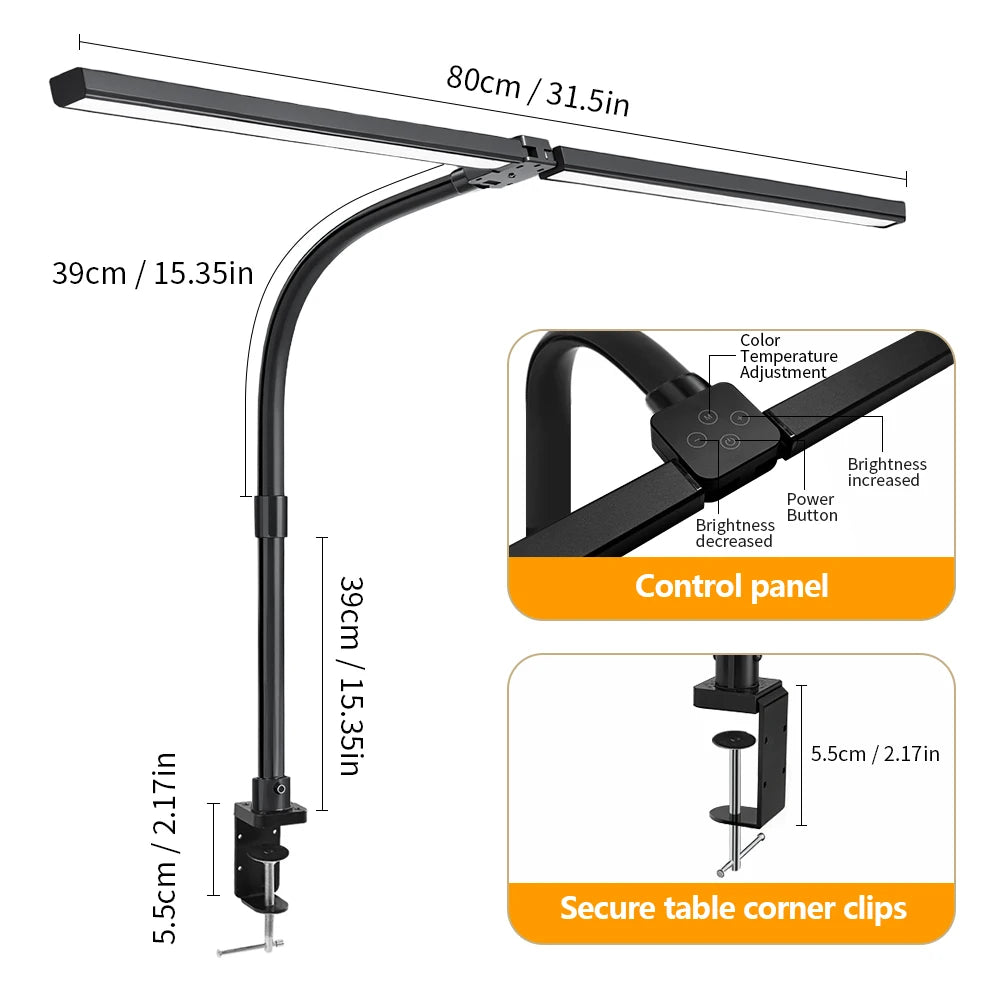 LED Architect Desk Lamp with Clamp – Adjustable Swing Arm Task Light | Eye-Care Dimmable Study & Office Lamp for Home Workstation