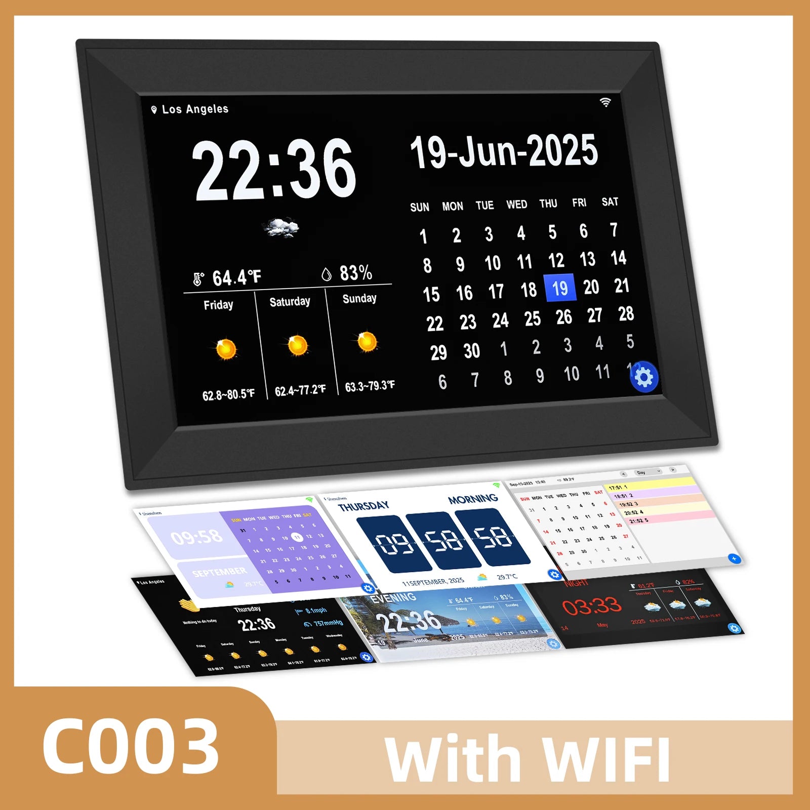 10.1" Smart Digital Calendar Clock – Touchscreen Family Scheduler with Weather, WiFi & Chore Chart