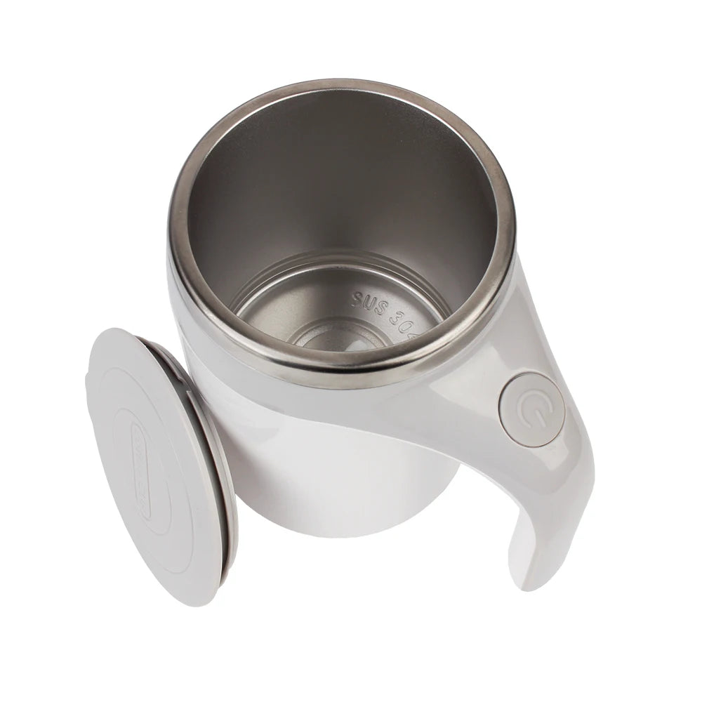 SpinSip Self-Stirring Magnetic Stainless Steel Mug – Auto Mixing Coffee Cup