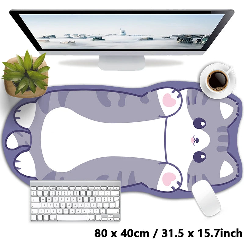 Kawaii Tortoiseshell Cat XXL Desk Mat – Pink & Black Cute Kitty Mouse Pad