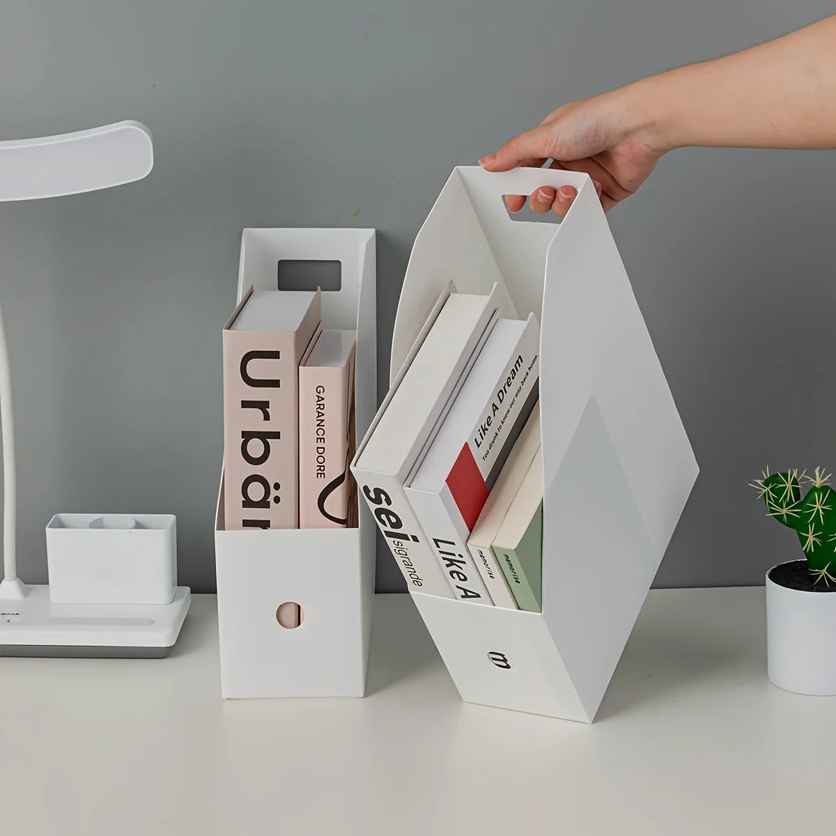 DeskStack Plastic Multi-Purpose Desk Organiser – Book Stand & File Holder