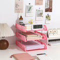 Three-Layer File Holder File Tray Plastic Horizontal File Frame File Organization Information Desktop Storage Rack Desk Storage File Basket Multi-Layer File Rack Folder Storage Box