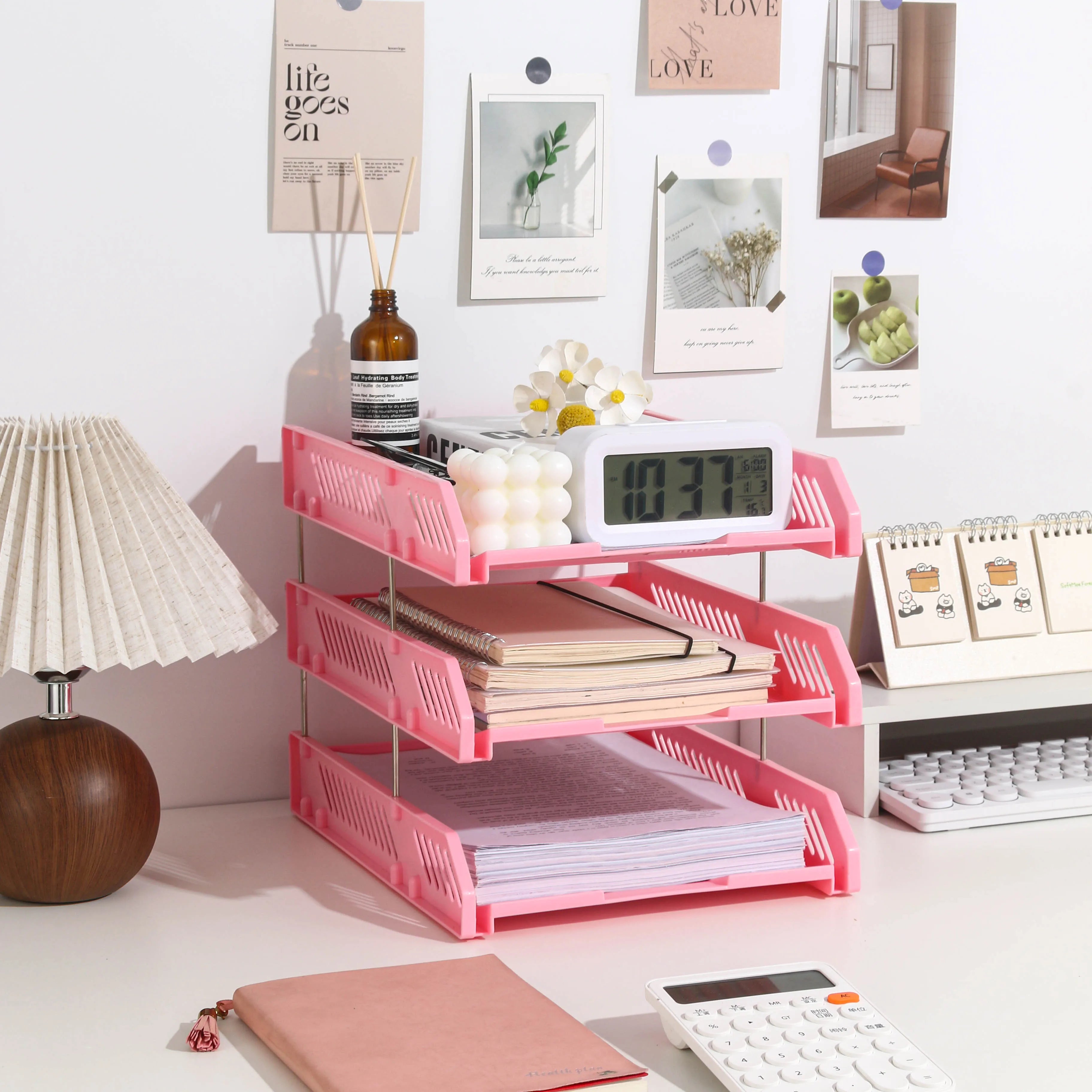 Three-Layer File Holder File Tray Plastic Horizontal File Frame File Organization Information Desktop Storage Rack Desk Storage File Basket Multi-Layer File Rack Folder Storage Box