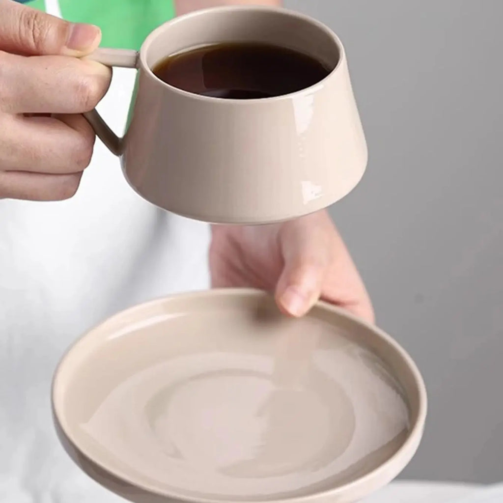 SaucerSip 320ml Ceramic Coffee Cup & Saucer – Elegant Office Tea Set
