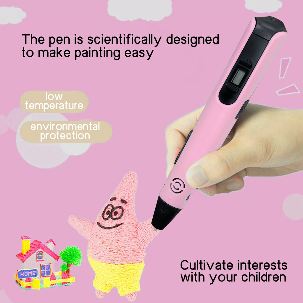 SpacePen Upgraded 3D Printing Pen – 9M PLA Filament, Kids Birthday & New Year Gift