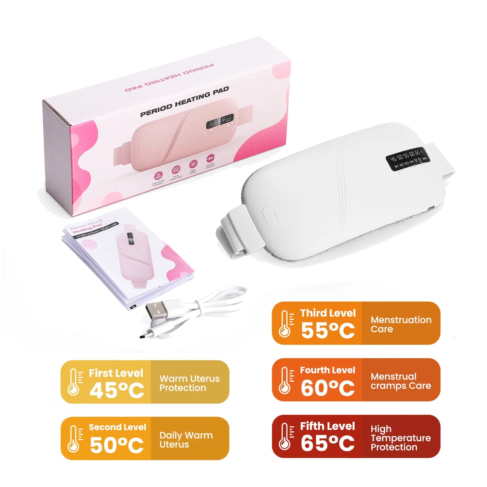 HeatWrap Electric Heating Pad – Menstrual Cramp Massager Belt with Vibration