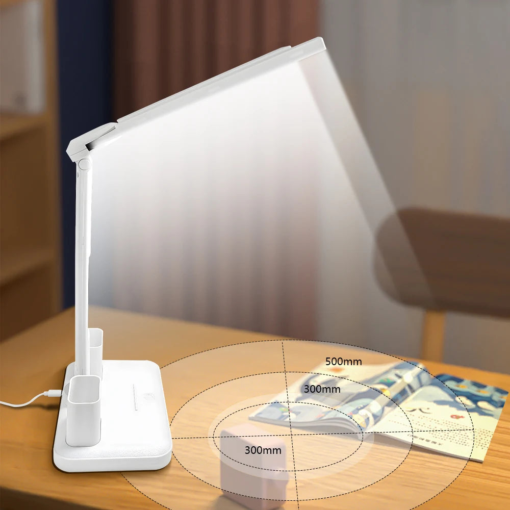 Double Headed Eye Protection Table Lamp LED Rechargeable Dimmable Desk Light Smart Display For Study Reading Bedside Night Light