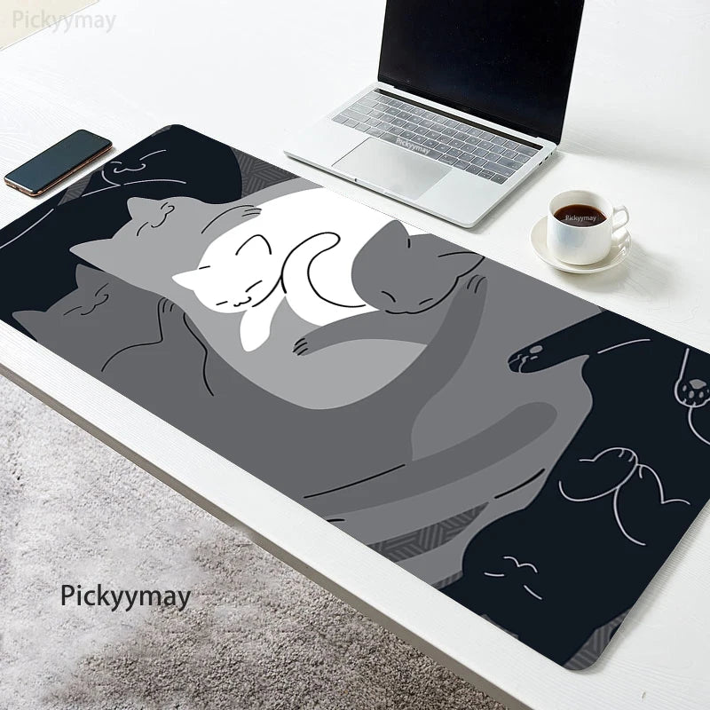 Kawaii Garden XL Desk Mat – Cute Plants & Cat Gaming Mouse Pad (900×400mm)