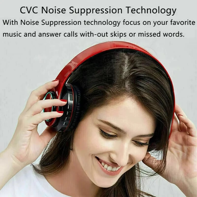 RGB Bluetooth Headphones with Active Noise Cancellation – Foldable Over-Ear, 12hr Battery