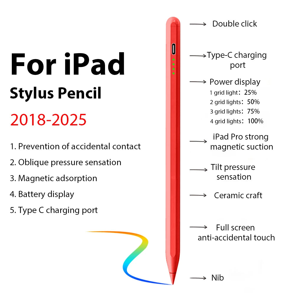 For Apple Pencil For iPad A16 Pro 13 11th M5 M4 12.9 Air 11 M3 M2 5 4 3 Stylus Pen 10 9 10th 9th Generation Mini 7 6 Touch Pens