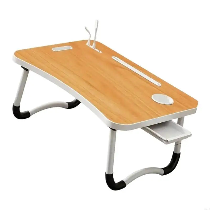 Foldable Computer Desk Featuring 4 USB Ports Mini Light Fan Cup Holder Side Drawer Card Slot Portable for Laptop Use on Bed Y5GB