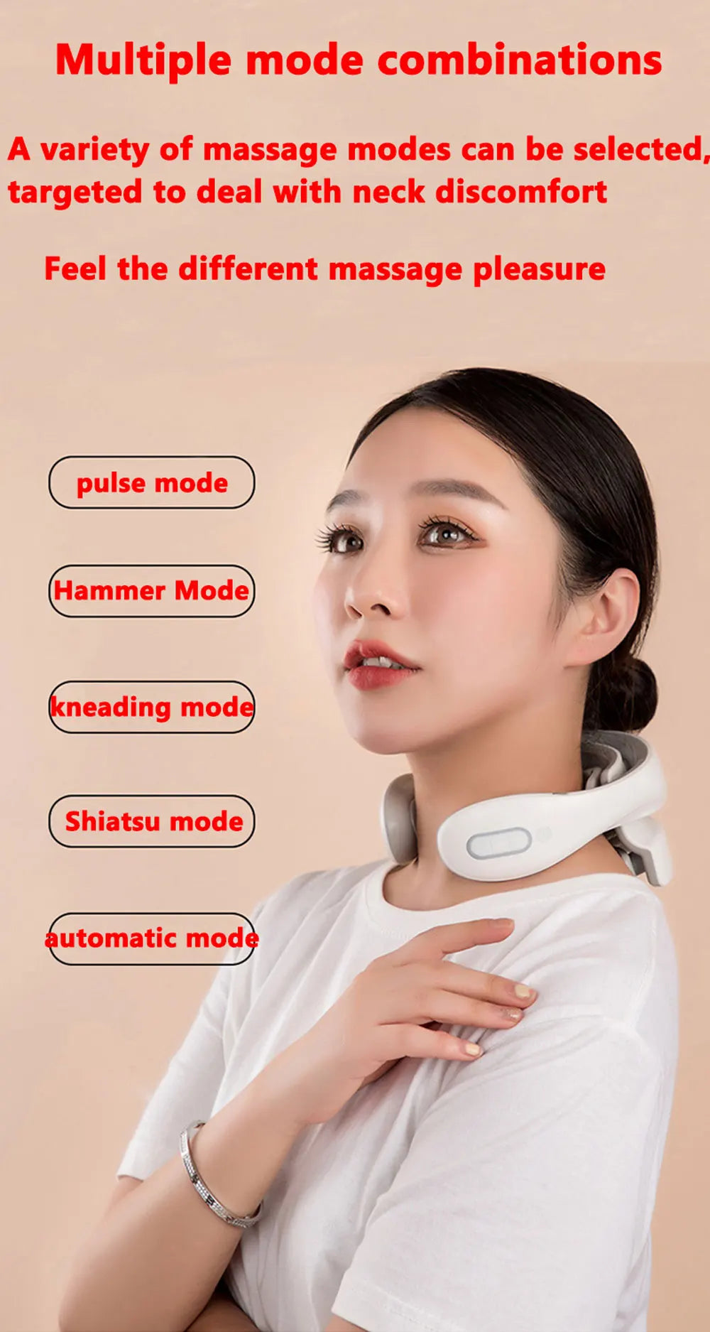 RedLight Smart Neck Massager – Portable Cervical Vibrator with Red Light Therapy