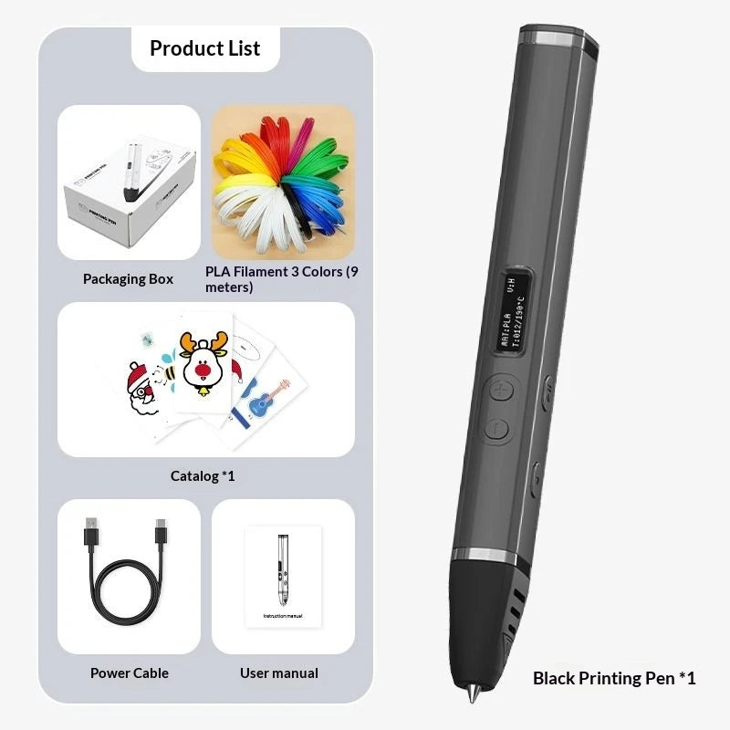 Lenovo 3D Pen – OLED Display, DIY Scribble Pen with PLA Filament