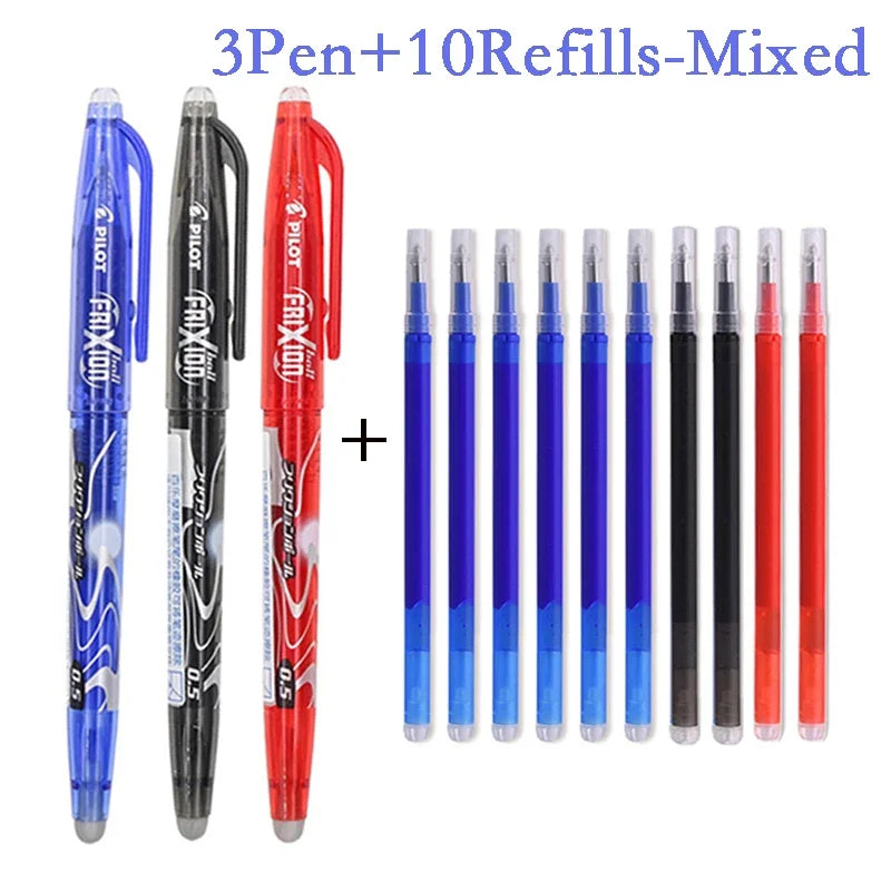 Pilot Frixion Erasable Gel Pen Set – 0.5mm, Blue / Black / Red with Refills
