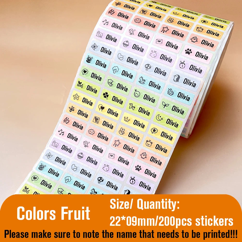 NameTag Kawaii Waterproof Custom Name Label Stickers – Personalised School & Bottle Decals
