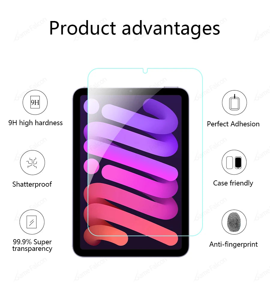 For iPad A16 Pro 13 M5 M4 12.9 10 9 9th 10th Generation Tempered Glass Screen Protector For Ipad Air 11 M2 M3 5 4 Mini 6 7 Film