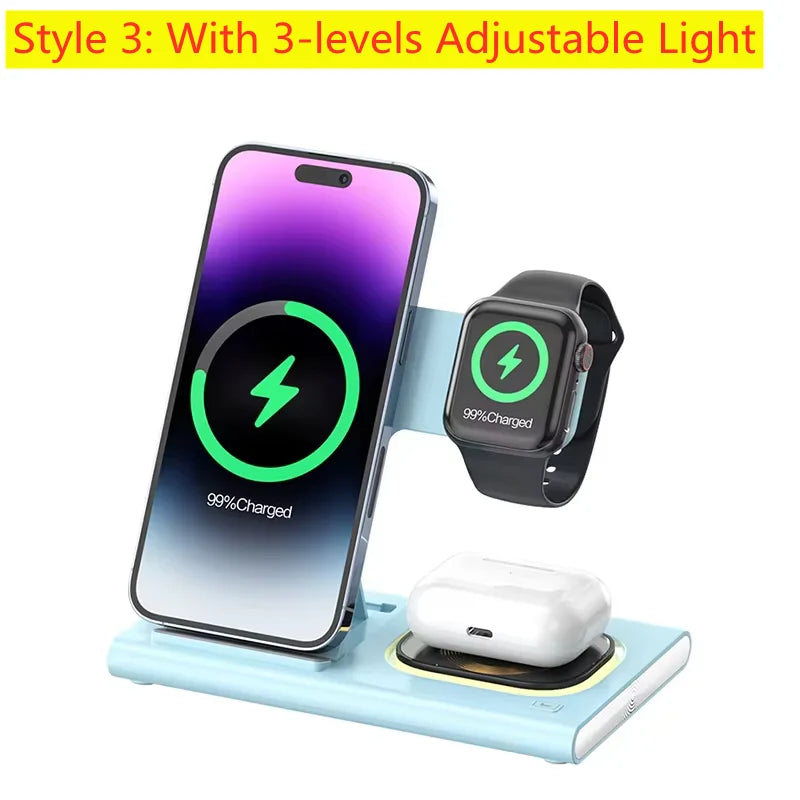FoldCharge Foldable Fast Wireless Charging Station – iPhone 16/15/14, Apple Watch & AirPods