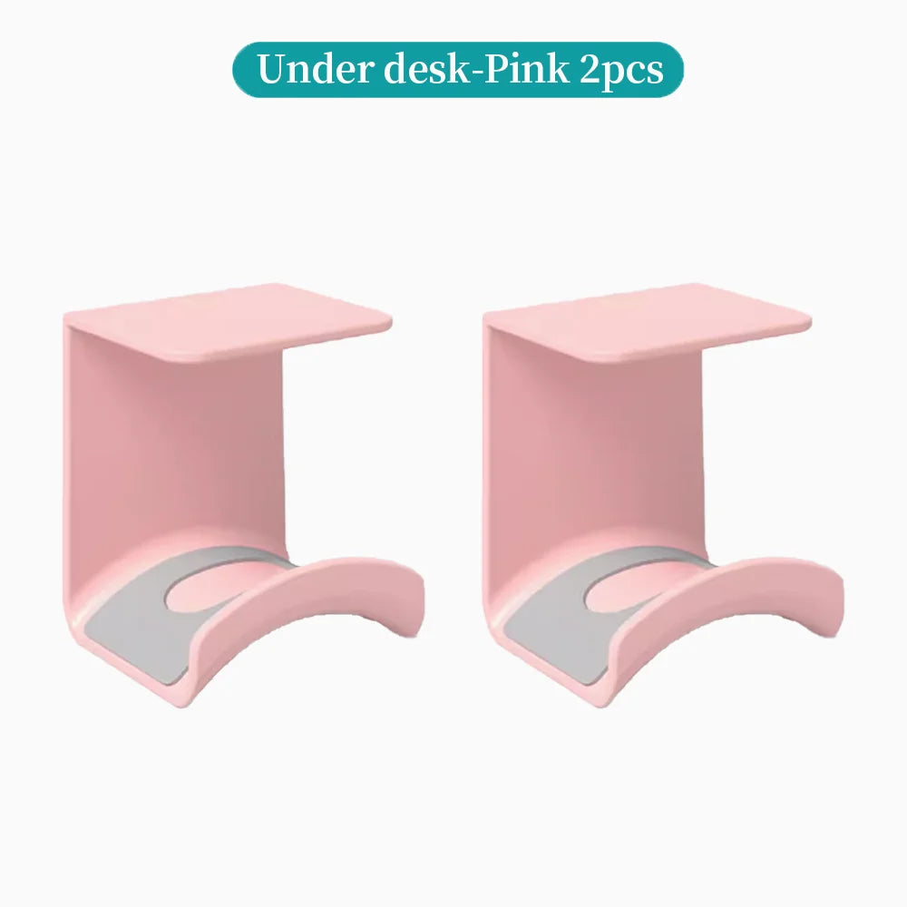 Universal No-Drill Headphone Stand – Under-Desk & Wall-Mount Headset Hanger, Adhesive Plastic Holder for Gaming Headphones, Earbuds & Audio Gear