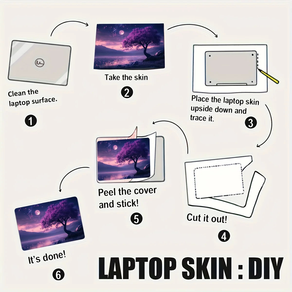 Set of two light beige vinyl stickers for laptops, designed to be scratch resistant and can be used as a protective cover