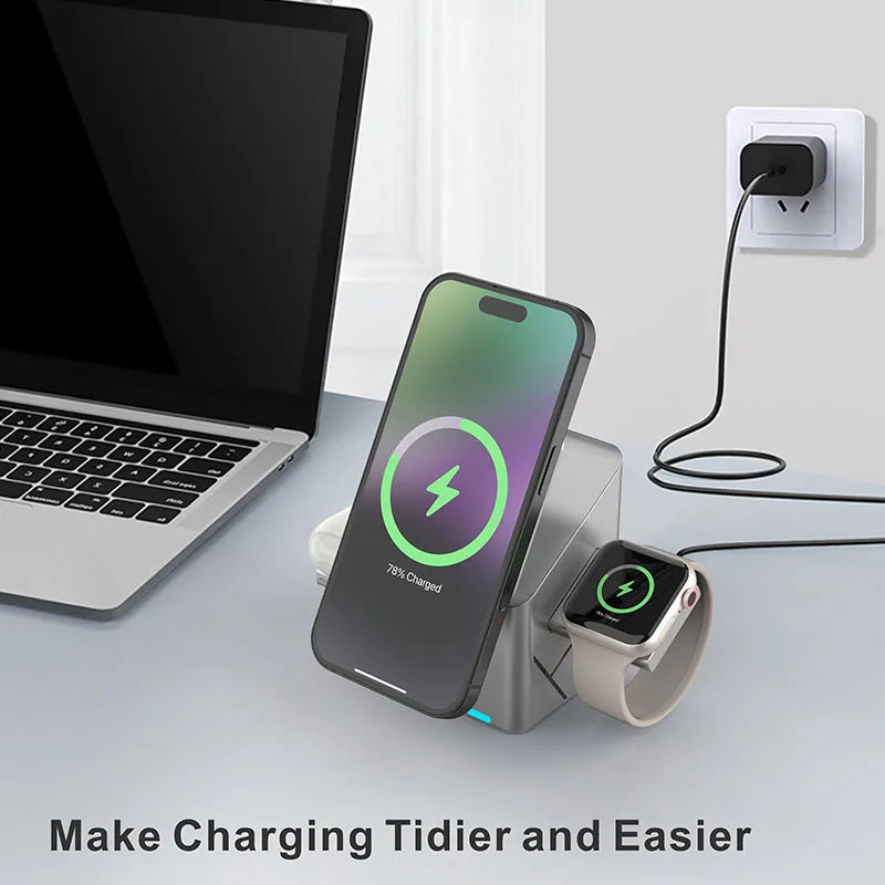 TouchSpin 15W 3-in-1 Touch Rotating Magnetic Wireless Charger – iPhone, Samsung & Xiaomi