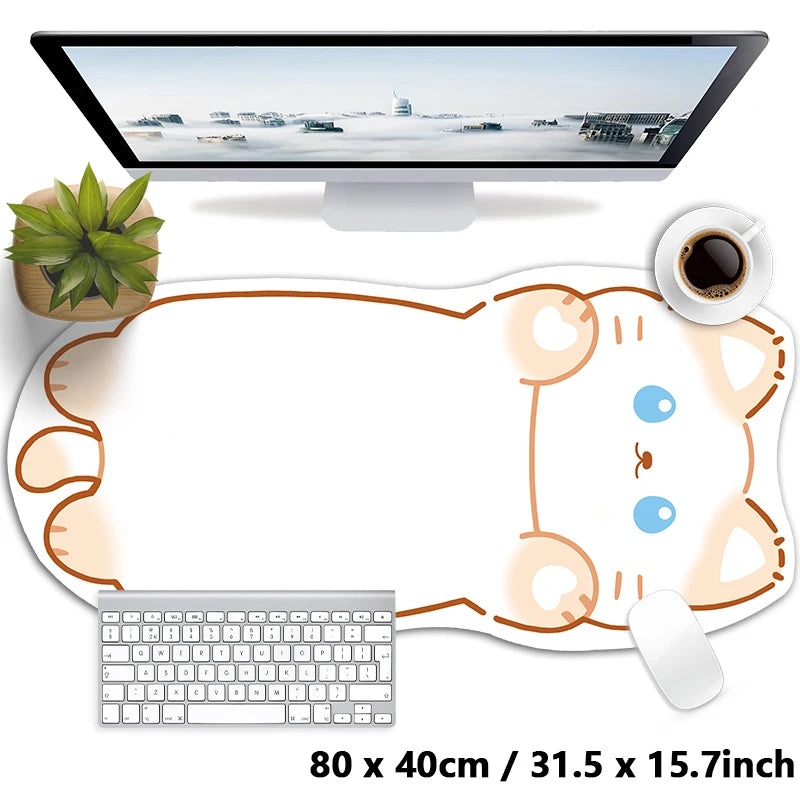 Kawaii Tortoiseshell Cat XXL Desk Mat – Pink & Black Cute Kitty Mouse Pad