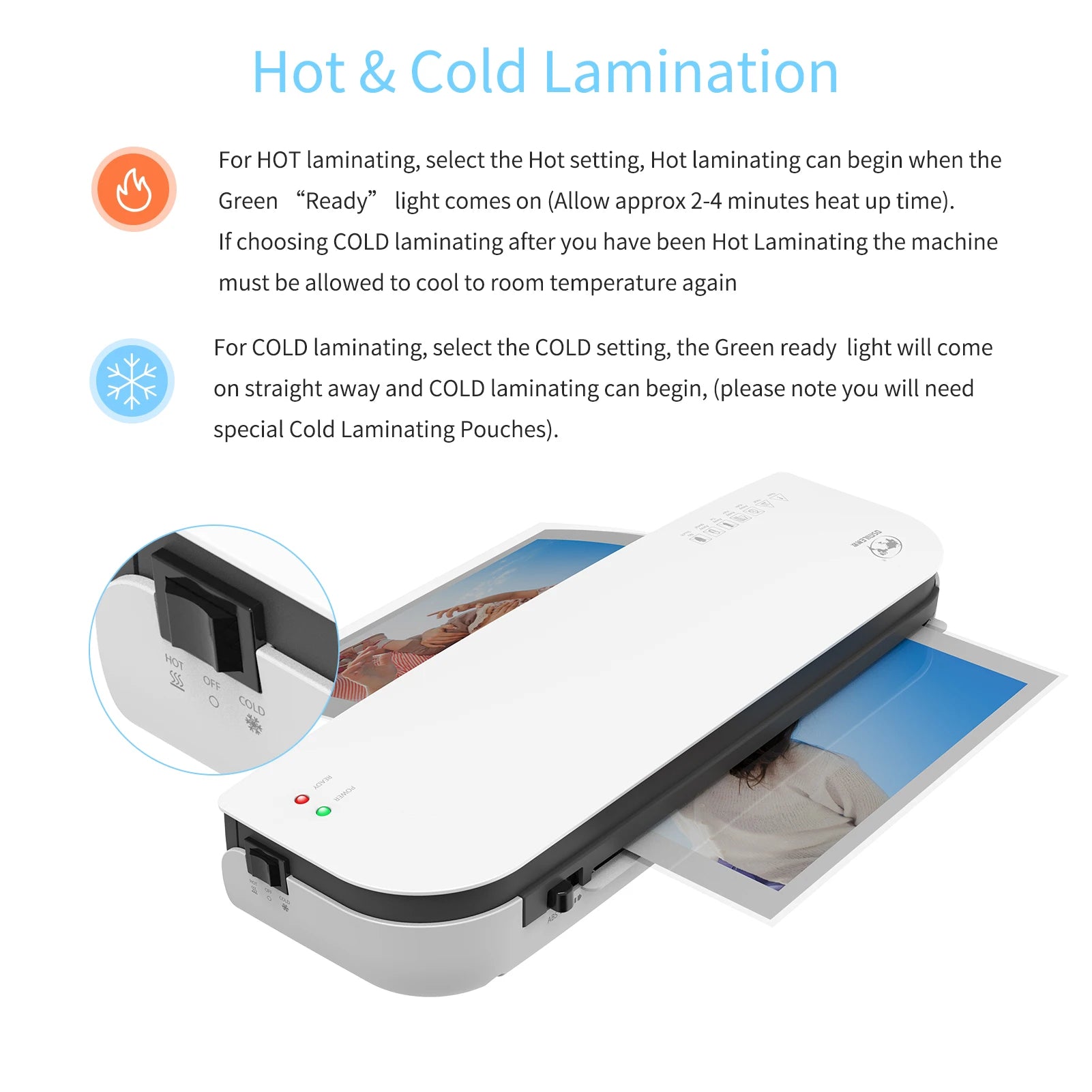 OSMILE SL289 A4 Desktop Laminator Machine – Hot & Cold 2-Roller System for Fast Professional Lamination